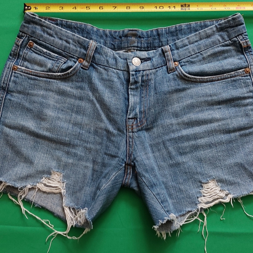 7 For All Mankind Blue Jean Shorts Distressed